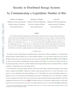 Security in Distributed Storage Systems by Communicating a Logarithmic
  Number of Bits