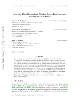 Learning High-Dimensional Markov Forest Distributions: Analysis of Error
  Rates