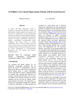 An Elliptic Curve-based Signcryption Scheme with Forward Secrecy