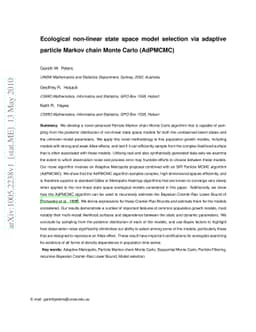 Ecological non-linear state space model selection via adaptive particle
  Markov chain Monte Carlo (AdPMCMC)