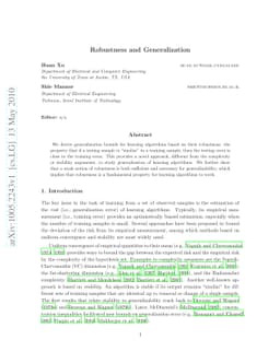 Robustness and Generalization