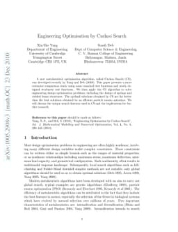 Engineering Optimisation by Cuckoo Search