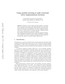 Using machine learning to make constraint solver implementation
  decisions