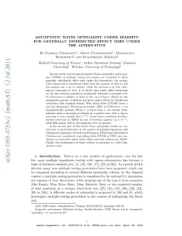 Asymptotic Bayes optimality under sparsity for generally distributed
  effect sizes under the alternative