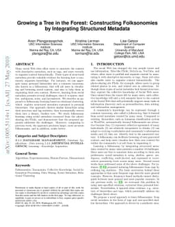 Growing a Tree in the Forest: Constructing Folksonomies by Integrating
  Structured Metadata