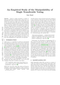 An Empirical Study of the Manipulability of Single Transferable Voting