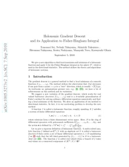 Holonomic Gradient Descent and its Application to Fisher-Bingham
  Integral