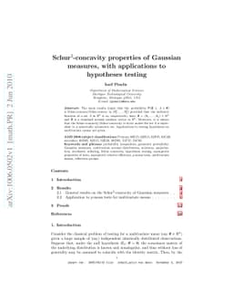 Schur^2-concavity properties of Gaussian measures, with applications to
  hypotheses testing