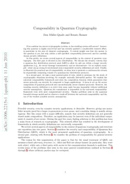 Composability in quantum cryptography