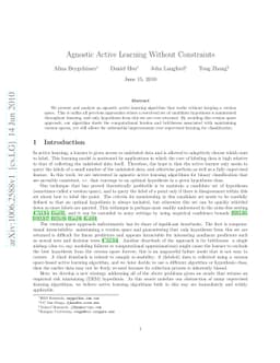 Agnostic Active Learning Without Constraints