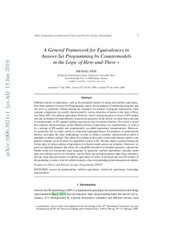A General Framework for Equivalences in Answer-Set Programming by
  Countermodels in the Logic of Here-and-There