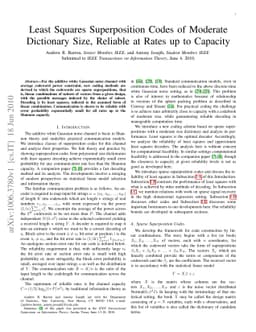 Least Squares Superposition Codes of Moderate Dictionary Size, Reliable
  at Rates up to Capacity