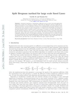 Split Bregman method for large scale fused Lasso