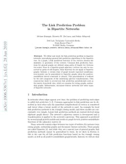 The Link Prediction Problem in Bipartite Networks