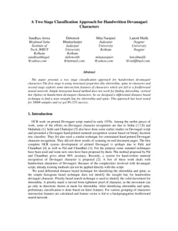 A Two Stage Classification Approach for Handwritten Devanagari
  Characters