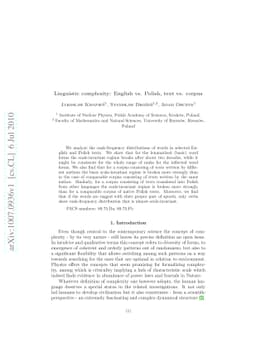 Linguistic complexity: English vs. Polish, text vs. corpus