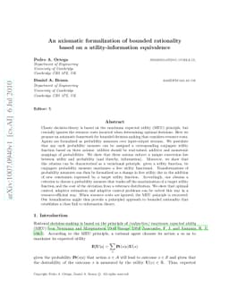 An axiomatic formalization of bounded rationality based on a
  utility-information equivalence
