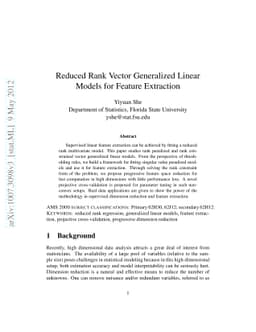 Reduced Rank Vector Generalized Linear Models for Feature Extraction