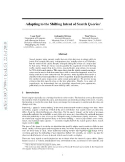 Adapting to the Shifting Intent of Search Queries