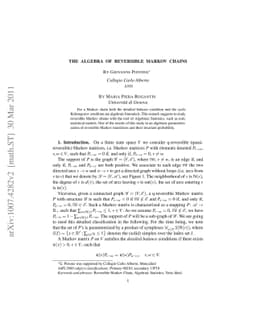 The Algebra of Reversible Markov Chains