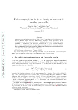 Uniform asymptotics for kernel density estimators with variable
  bandwidths