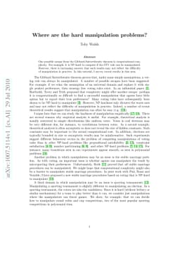 Where are the hard manipulation problems?