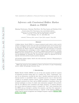 Inference with Constrained Hidden Markov Models in PRISM