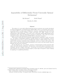 Impossibility of Differentially Private Universally Optimal Mechanisms