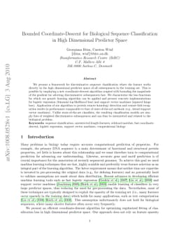 Bounded Coordinate-Descent for Biological Sequence Classification in
  High Dimensional Predictor Space
