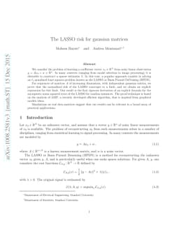 The LASSO risk for gaussian matrices