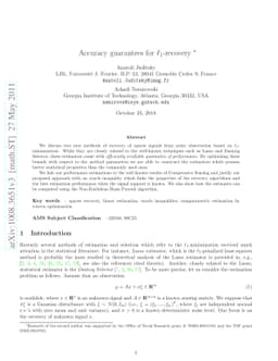 Accuracy guarantees for L1-recovery
