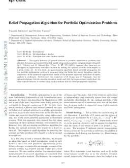 Belief Propagation Algorithm for Portfolio Optimization Problems