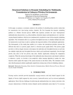 Structural Solutions to Dynamic Scheduling for Multimedia Transmission
  in Unknown Wireless Environments