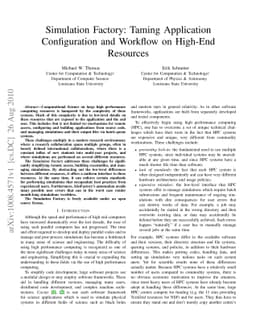 Simulation Factory: Taming Application Configuration and Workflow on
  High-End Resources