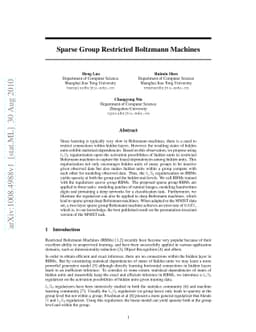 Sparse Group Restricted Boltzmann Machines