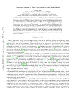 Quantum Tagging for Tags Containing Secret Classical Data
