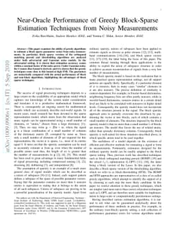 Near-Oracle Performance of Greedy Block-Sparse Estimation Techniques
  from Noisy Measurements