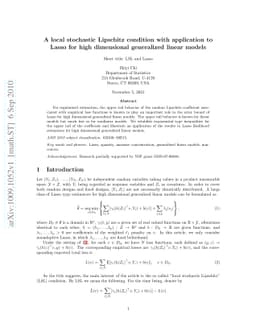 A local stochastic Lipschitz condition with application to Lasso for
  high dimensional generalized linear models