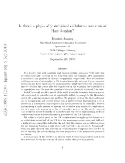 Is there a physically universal cellular automaton or Hamiltonian?