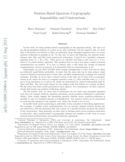 Position-Based Quantum Cryptography: Impossibility and Constructions
