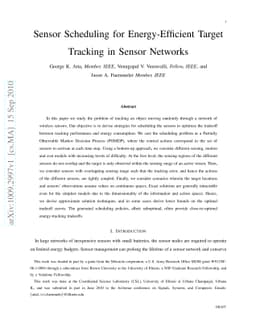 Sensor Scheduling for Energy-Efficient Target Tracking in Sensor
  Networks