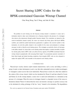 Secret Sharing LDPC Codes for the BPSK-constrained Gaussian Wiretap
  Channel