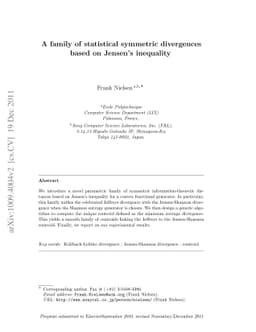 A family of statistical symmetric divergences based on Jensen's
  inequality