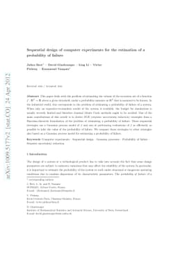 Sequential design of computer experiments for the estimation of a
  probability of failure