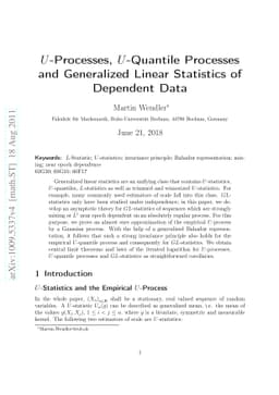 U-Processes, U-Quantile Processes and Generalized Linear Statistics of
  Dependent Data