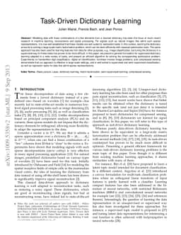 Task-Driven Dictionary Learning