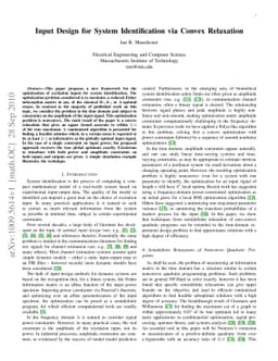 Input Design for System Identification via Convex Relaxation