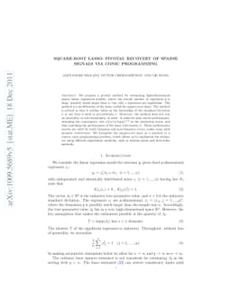 Square-Root Lasso: Pivotal Recovery of Sparse Signals via Conic
  Programming