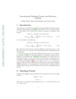 Convolutional Matching Pursuit and Dictionary Training