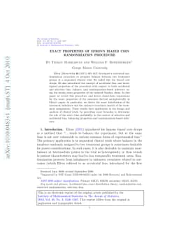 Exact properties of Efron's biased coin randomization procedure